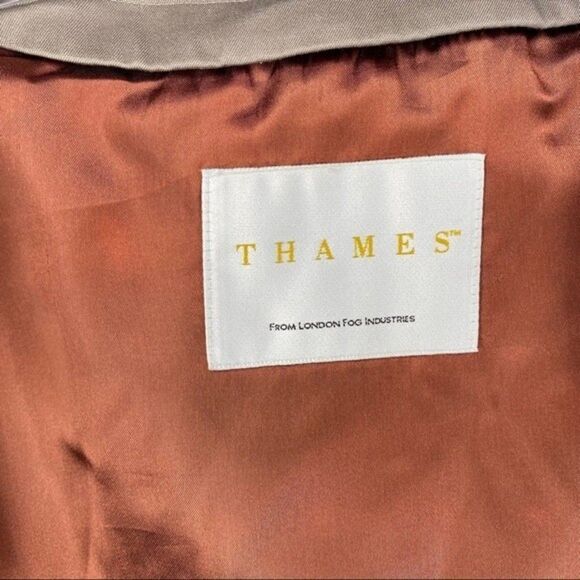 Vintage 80s London Fog Trench Coat Men 40R Beige Double Breasted Long Belt Liner - Picture 11 of 12